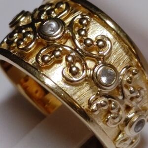 Gold Vermeil 925 Thailand Band Ring Byzantine Style Size 8